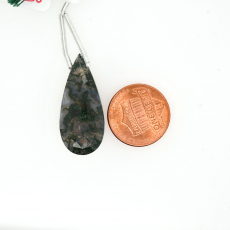 Moss Agate Drop Almond Shape 30x14mm Drilled Bead Single Piece