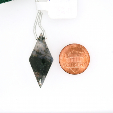 Moss Agate Drop Diamond Shape 34x15mm Drilled Bead Single Pendant Piece