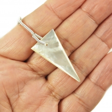 Mother Of Pearl Drop Trillion Shape 31x15mm Front To Back Drilled Bead Single Pendant Piece