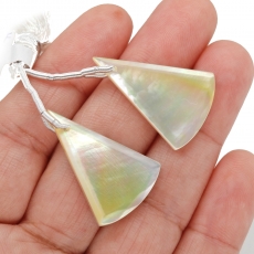 Mother Of Pearl Drops Conical Shape 28x19mm Front To Back Drilled Beads Matching Pair