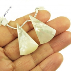 Mother Of Pearl Drops Conical Shape 29x18mm Drilled Beads Matching Pair