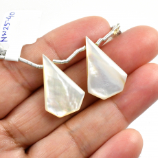 Mother Of Pearl Drops Fancy Shape 24x16mm Drilled Beads Matching Pair