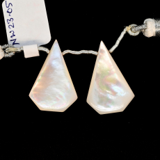 Mother of Pearl Drops Fancy Shape 25x16mm Drilled Bead Matching Pair