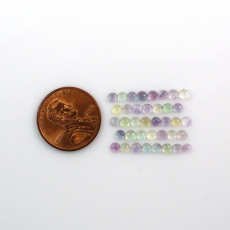 Multi color Fluorite Cab Round 3mm Approximately 3.40 Carat.