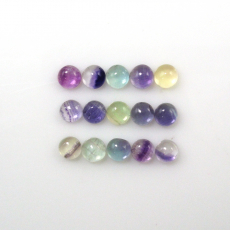 Multi Color Fluorite Cab Round 4mm Approximately 4 Carat.
