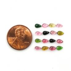 Multi Color Tourmaline Cabs Pear Shape 5X3mm Approximately 3 Carat