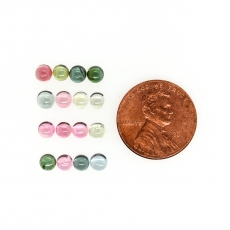 Multi Color Tourmaline Cabs Round 4mm Approximately 4.95 Carat