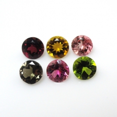 Multi Color Tourmaline Round 6mm Approximately 4.95 Carat