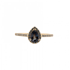 Natural Alexandrite Pear Shape 0.51 Carat Ring with Accent Diamonds in 14K Yellow Gold