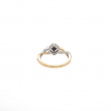 Natural Alexandrite Round 0.30 Carat Ring with Accent Diamonds in 14K Dual Tone (Yellow And White) Gold
