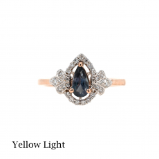 Natural Color Change Alexandrite Pear Shape 0.50 Carat Ring with Accent Diamonds in 14K Dual Tone (White/Rose) Gold