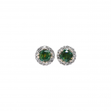 Natural Color Change Alexandrite Round  0.53 Carat Earrings with Accent Diamonds in 14k White Gold