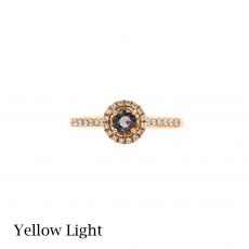 Natural Color Change Alexandrite Round 0.30 Carat Ring with Accent Diamonds in 14K Yellow Gold