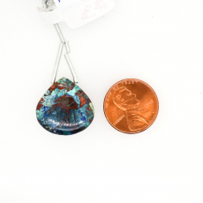 Neon Azurite Malachite Drop Heart Shape 20x20mm Drilled Bead Single Piece