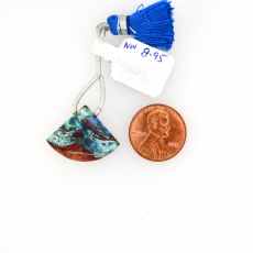 Neon Azurite Malachite Drops Fan Shape 18x24mm Drilled Bead Single Piece