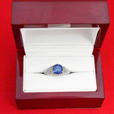 Nigerain Blue Sapphire Round 2.68 Carat Filigree Ring In 14K White Gold