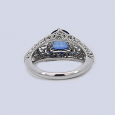 Nigerain Blue Sapphire Round 2.68 Carat Filigree Ring In 14K White Gold