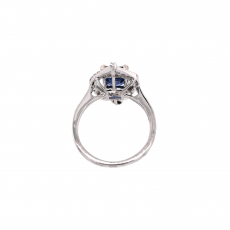 Nigerian Blue Sapphire Emerald Cut 2.02 Carat Ring With Diamond Accents in 14K White Gold