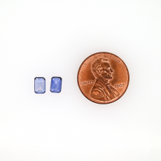 Nigerian Blue Sapphire Emerald Cut 6x4 mm Matching Pair Approximately 1.62 Carat