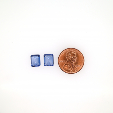 Nigerian Blue Sapphire Emerald Cut 9x7 mm Matching Pair Approximately 5.80 Carat