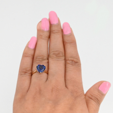 Nigerian Blue Sapphire Heart Shape 4.58 Carat Ring In 14K White Gold