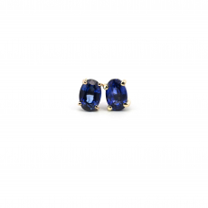 Nigerian Blue Sapphire Oval 1.39 Carat Stud Earring In 14K Yellow Gold