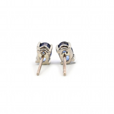 Nigerian Blue Sapphire Oval 1.50 Carat Stud  Earrings In 14K White Gold