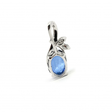 Nigerian Blue Sapphire Oval 1.63 Carat Pendant In 14K White Gold With Accented Diamonds (Chain Not Included).