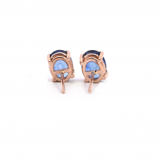 Nigerian Blue Sapphire Oval 2.10 Carat Stud  Earrings In 14K Rose Gold
