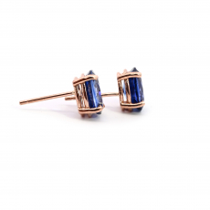 Nigerian Blue Sapphire Oval 2.10 Carat Stud  Earrings In 14K Rose Gold