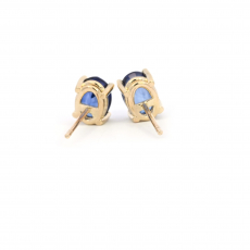 Nigerian Blue Sapphire Oval 2.24 Carat Stud Earring In 14K Yellow Gold