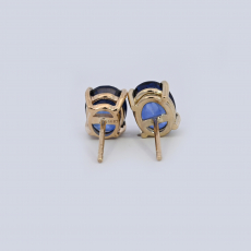 Nigerian Blue Sapphire Oval 3.32 Carat Stud Earring In 14K Yellow Gold
