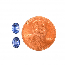 Nigerian Blue Sapphire Oval 6x4mm Matching Pair Approximately 1.40 Carat