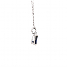 Nigerian Blue Sapphire Pear Shape 0.93 Carat Pendant with Accent Diamonds in 14K White Gold ( Chain Not Included )