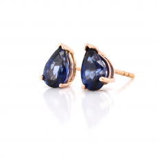 Nigerian Blue Sapphire Pear Shape 2.15 Carat Stud Earring In 14K Rose Gold