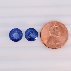 Nigerian Blue Sapphire Round 10mm Matching Pair Approximately 9.31 Carat