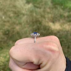 Nigerian Blue Sapphire Round 1.16 Carat Ring with Accent Sapphires in 14K White Gold