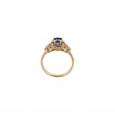 Nigerian Blue Sapphire Round 1.95 Carat Ring in 14K Yellow Gold with Accent Diamonds