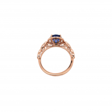 Nigerian Blue Sapphire Round 2.14 Carat Ring in 14K Rose Gold with Accent Diamonds