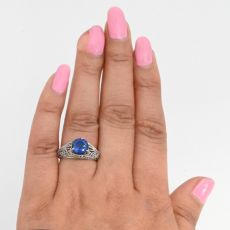 Nigerian Blue Sapphire Round 2.68 Carat Filigree Ring In 14K White Gold