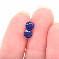 Nigerian Blue Sapphire Round 5mm Matching Pair Approximately 1.15 Carat