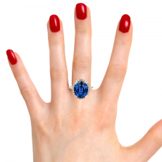 Nigerian Blue Sapphire Round 7.36 Carat Ring With Diamond Accents in 14K Yellow Gold (RG0909)