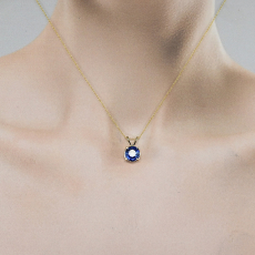 Nigerian Blue Sapphire Round Shape 2.33 Carat Pendant in 14K Yellow  Gold ( Chain Not Included )
