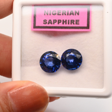 Nigerian Sapphire Round 9mm Matching Pairs Approximately 7.19 Carat