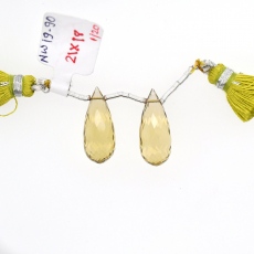 Olive Quartz Briolette Shape 21X18mm Drilled Beads Matching Pair
