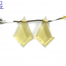 Olive Quartz Drops Shield Shape 21x13mm Drilled Beads Matching Pair