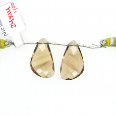 Olive Quartz Wing Shape 24×14mm Drilled Beads Matching Pair