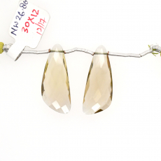 Olive Quartz Wing Shape 30X12mm Drilled Beads Matching Pair