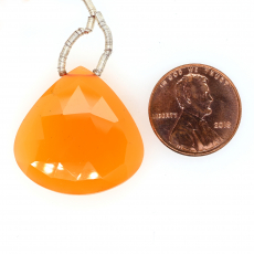 Orange Chalcedony Drop Heart Shape 26x26mm Drilled Bead Single Piece