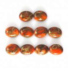 Orange Copper Turquoise Cab Oval 8X6mm Approximately 9 Carat